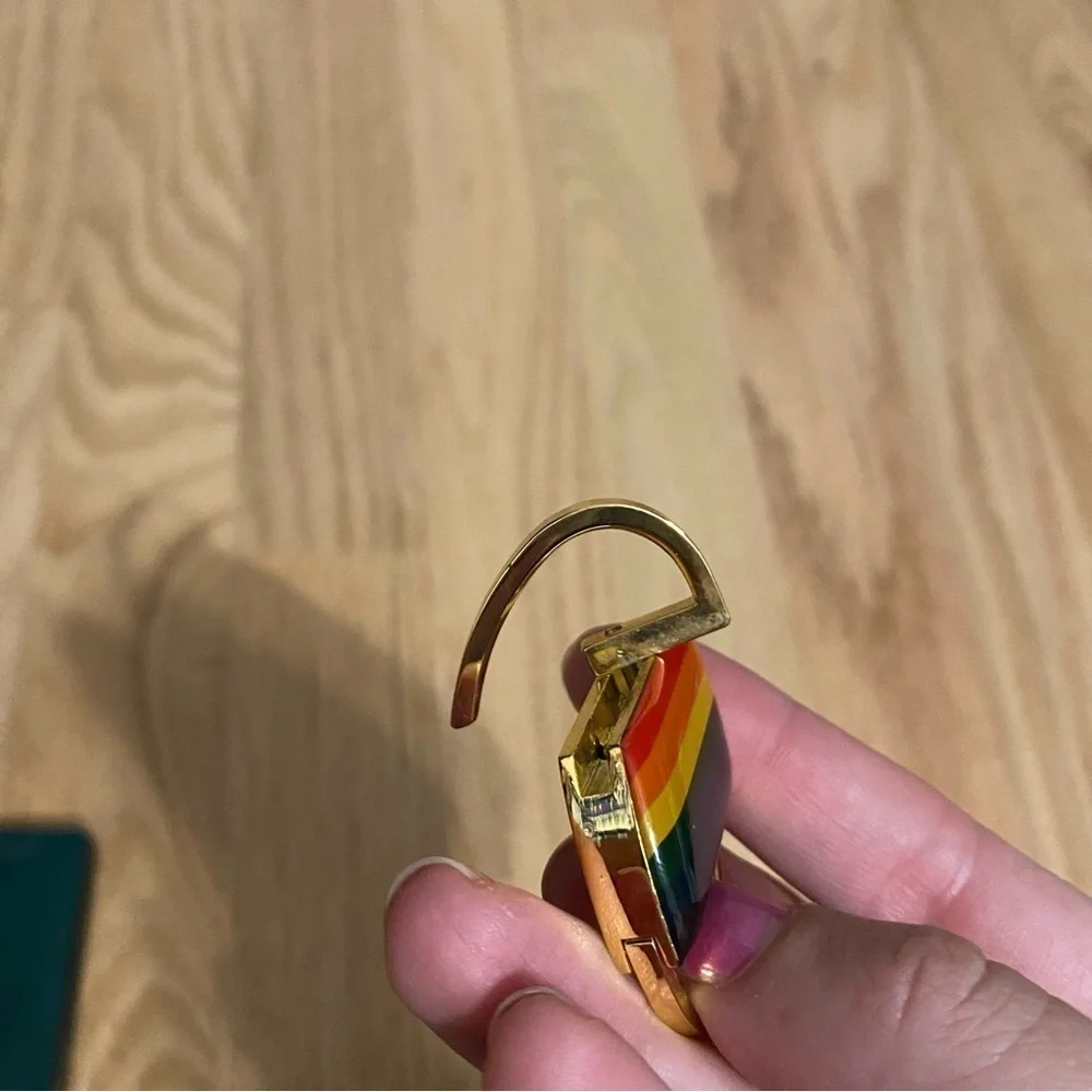 Rainbow Key Holder Men’s Colorful Striped Brooch LGBTQ Gold Plated Solid Brass